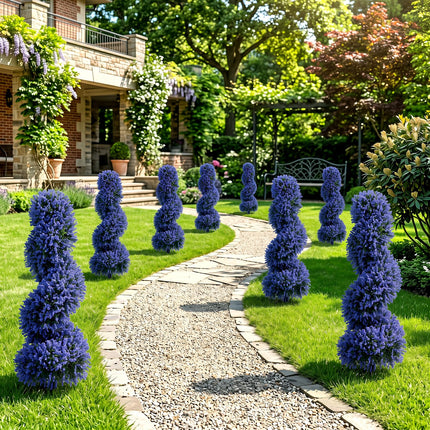 Goplus Artificial Spiral Topiary Trees Set of 2 3FT Outdoor Faux Plants