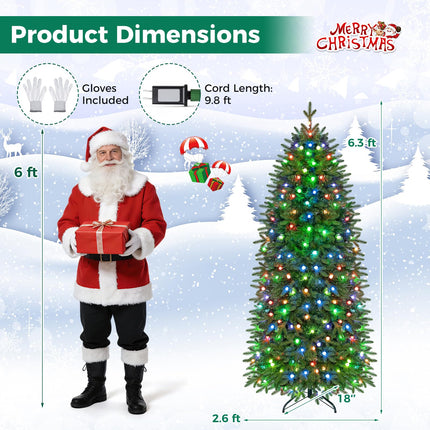 Goplus 6.3 ft Smart Pre-Lit Pencil Christmas Tree with Remote & APP