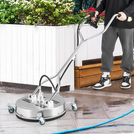 Goplus 20" Pressure Washer Surface Cleaner with 4 Wheels, Dual Handle, Stainless Steel Housing