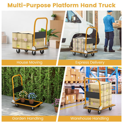 Goplus Folding Push Cart Dolly w/ 360° Swivel Wheels Spacious | 330 LBS Max Load