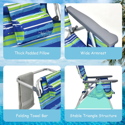 Backpack Beach Chairs, 3 Pcs Portable Camping Chairs with Cool Bag and Cup Holder - GoplusUS
