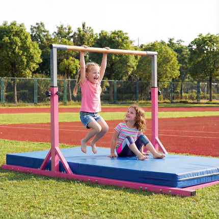 Goplus Double Horizontal Bars with 13-Level 33"-57" Adjustable Heights & 6-Level Adjustable Width