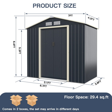 Goplus Storage Shed, Metal 11' X 10' Outdoor Building Organizer - GoplusUS