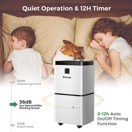 1500 Sq. Ft Portable 30 Pints Dehumidifier with 3 Color LED Light, 3 Modes, 0.5 Gallon Water Tank & 4 Wheels