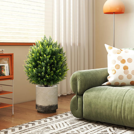Goplus 24 Inches Artificial Cypress Topiary Ball Tree Set of 2 with Ground Spike