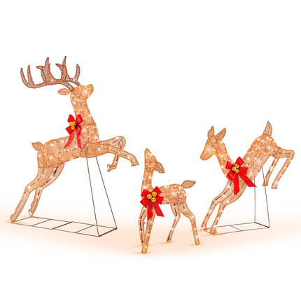 Goplus 3 Pieces Light up Christmas Reindeers with 255 Cold White Lights