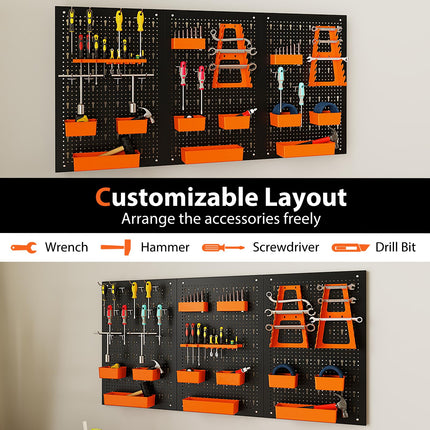 Goplus Pegboard Tool Organizing Kit w/ 3 Pegboards & 28 PCs Hanging Accessories