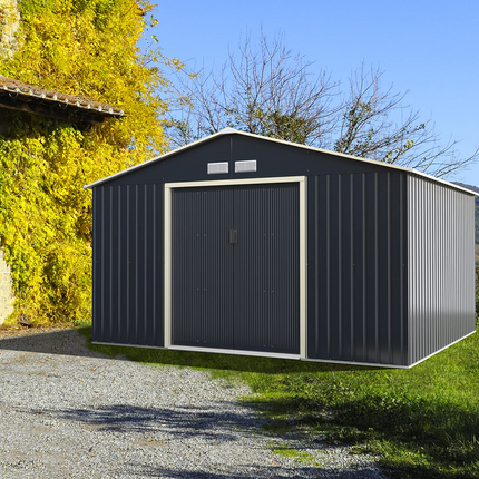 Goplus Storage Shed, Metal 11' X 10' Outdoor Building Organizer - GoplusUS