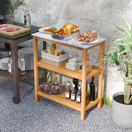 Goplus Patio Wooden Sideboard Kitchen Buffet Organizer for Backyard Garden