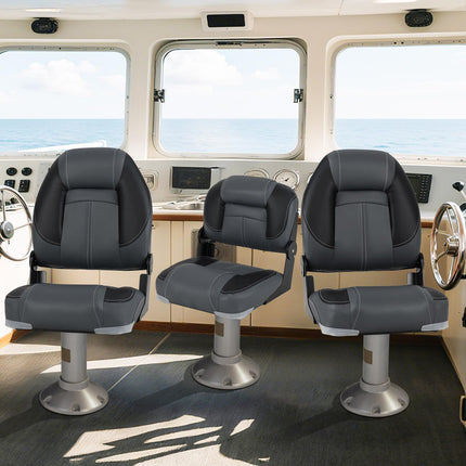 Goplus 3-Pack Folding Boat Seats | 2 High-Back & 1 Low-Back Bass Boat Chairs