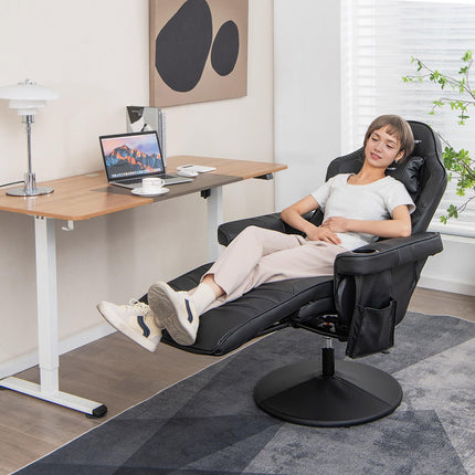 Height Adjustable Massage Video Game Chair with Retractable Footrest - Goplus