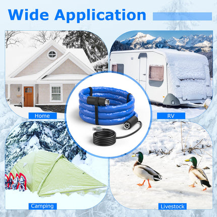 Goplus 15FT Heated Water Hose for RV, Heated Drinking Water Hose in Temperature Down to -45℉ with 3/4” GHT Adapter