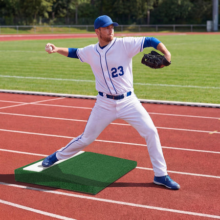 Goplus 27" x 27" x 4" Pitching Mound with Baseball Carry Handle & Anti-Fade Turf