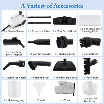 Goplus Multipurpose Steam Cleaner, 1800W Portable Household Steamer with 15 Accessories