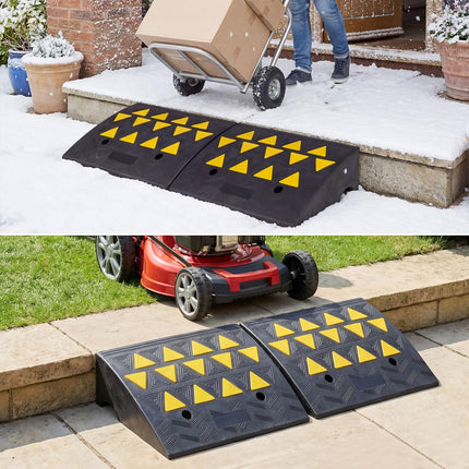 Goplus 2 Pcs Driveway Threshold Ramps with Reflective Triangles (6.3" Rise)