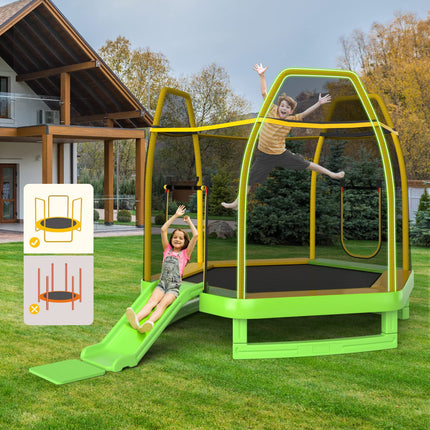 Goplus 7 FT Kids Trampoline with Slide, 87" ASTM Approved Recreational Trampoline