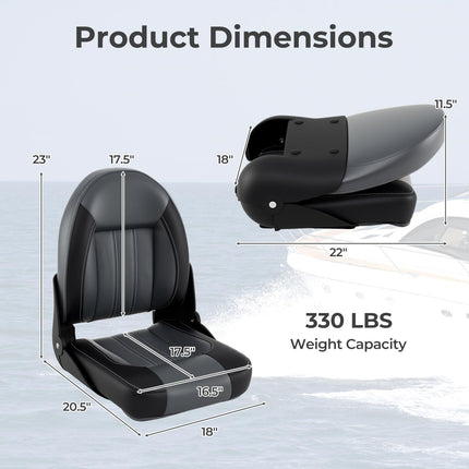 Goplus 2 Packs Folding High Back Boat Chairs Waterproof PVC Leather Cabin Seating