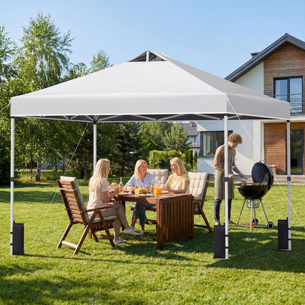 Goplus 10 x 10 FT Pop up Canopy Tent w/ 1 Button Push Sandbags & Roller Bag