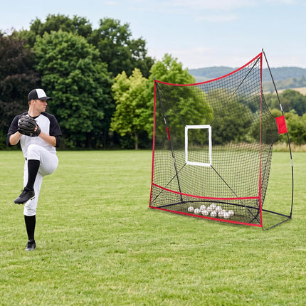 Goplus 7x7.4FT Exatra Large Baseball Practice Net with 2 Strike Zones & Ball Collection Pocket