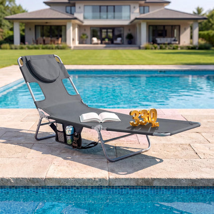 Goplus Tanning Chair Portable Lightweight 10.5LBS Beach Lounger(1/2)