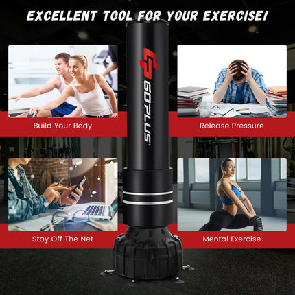 Goplus Freestanding Punching Bag, 71" Heavy Boxing Bag with 25 Suction Cups, Boxing Gloves, Filling Base