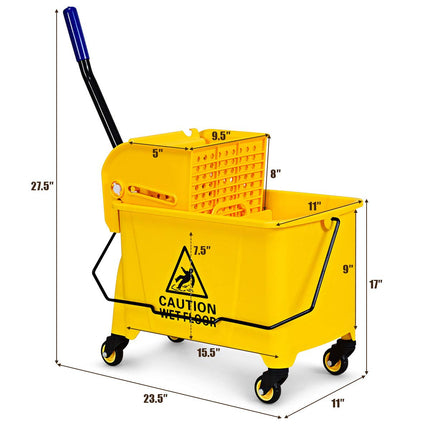 GOPLUS Commercial Mop Bucket with Wringer, Household Portable Mop Bucket, Ideal for Household and Public Places Floor - GoplusUS