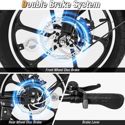 Goplus 16" Folding Ebike wIth Basket City Commuter Bicycle
