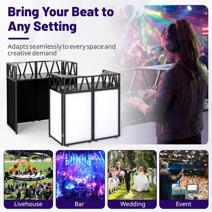 Goplus Portable DJ Booth with Scrims & Carrying Bag for Events Parties Weddings