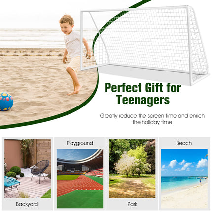 Goplus Soccer Goal, 6FT x 4FT/12FT x 6FT Soccer Net with Strong UPVC Frame, Quick Set-up, High-Strength Netting - GoplusUS