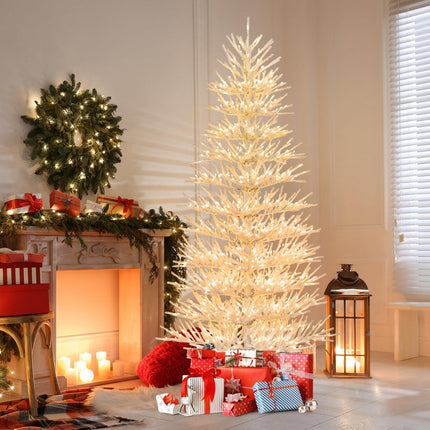 Goplus 7ft Pre-Lit Artificial Christmas Tree with 923 Multicolored LED RGB Lights & Remote