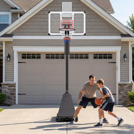 Goplus 4.9-10 FT Adjustable Portable Basketball Hoop Outdoor w/Shatterproof PC Backboard