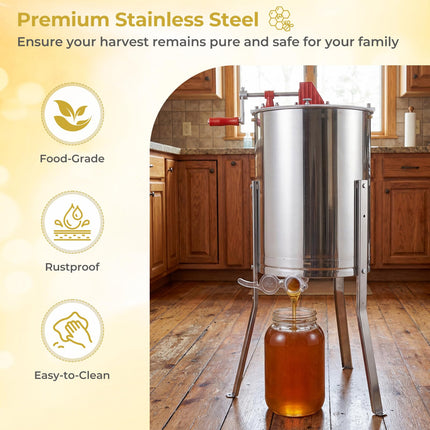 Goplus 3 Frame Manual Honey Extractor with Bottom Gravity Flow Gate & Clear Lid