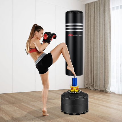 Goplus Freestanding Punching Bag 70", 220lbs Heavy Boxing Bag with Gloves, Shock Absorber, 12 Suction Cup Base - GoplusUS