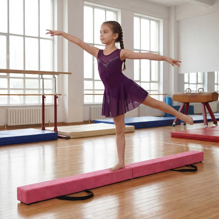 Goplus 7 FT Gymnastics Balance Beam Foldable Non-Slip Foam Floor Beam