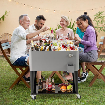 Goplus 80-Quart Rolling Ice Chest Portable Insulated Drink Beverage Cooler for Patio