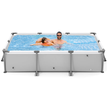 Goplus 10' x 6.8' Rectangle Above Ground Swimming Pool (978 Gal Grey)