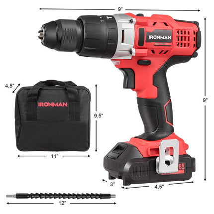 Goplus 18V 1/2'' Cordless Drill with Driver Kit and 2-Speed Electric Drill