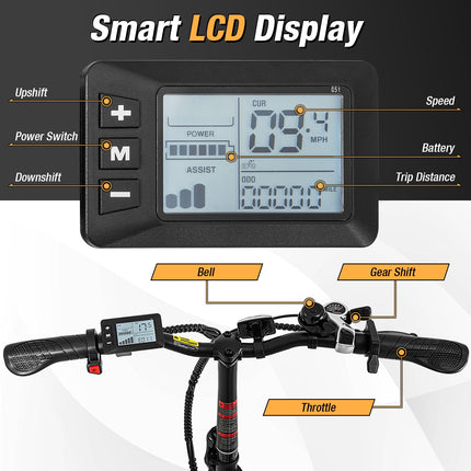 Folding Ebike with Basket 750W Brushless Motor (Peak 850W) for Adults