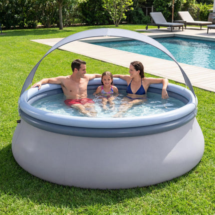 Goplus Inflatable Pool with Canopy Large Round Above Ground Swimming Pool