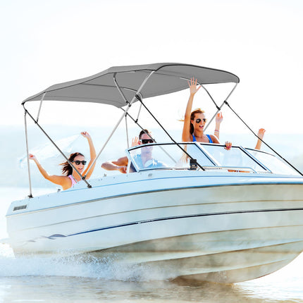 Goplus 4-Bow Bimini Top 600D Waterproof Oxford Fabric & Foldable Boat Shade
