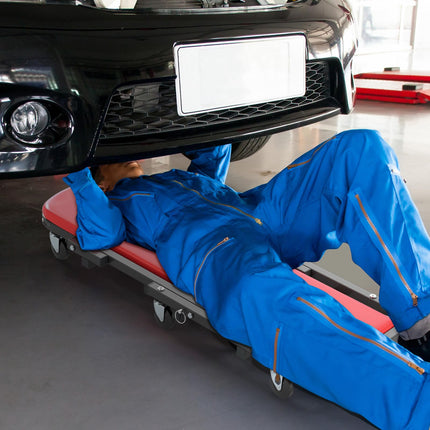 Goplus 2-in-1 Rolling Folding Z Creeper Seat with 6 Swivel Casters