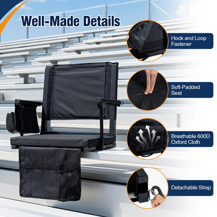 Goplus 2 Pack Stadium Seats for Bleachers with Back Support & Cup Holders