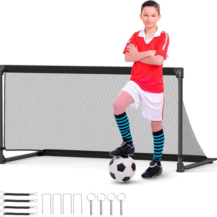 Goplus Portable Soccer Net with Metal Frame Ground Stakes Quick Setup