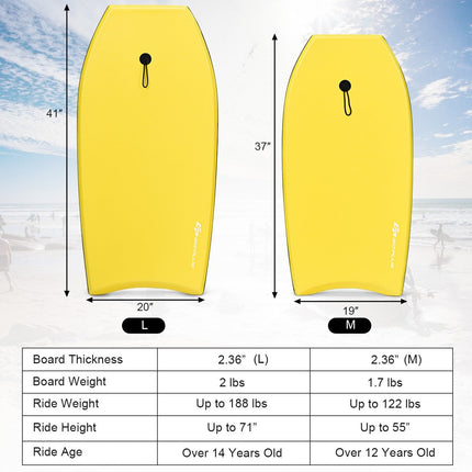 Super Lightweight Bodyboard, 37-41'' Body Board with EPS Core