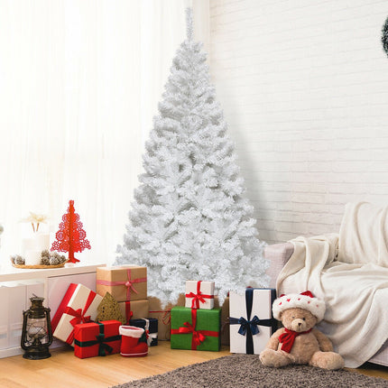 White Christmas Tree with Solid Metal Legs Perfect for Holiday Indoor and Outdoor Decoration