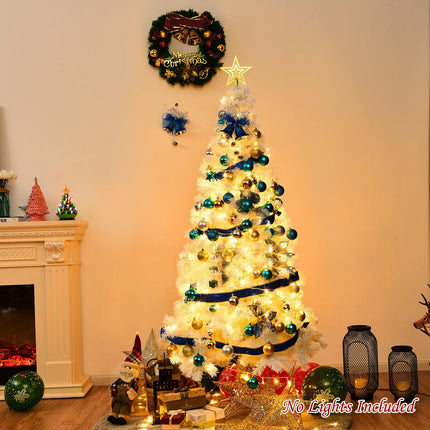 White Christmas Tree with Solid Metal Legs Perfect for Holiday Indoor and Outdoor Decoration