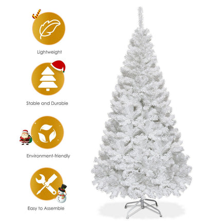 White Christmas Tree with Solid Metal Legs Perfect for Holiday Indoor and Outdoor Decoration
