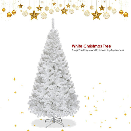 White Christmas Tree with Solid Metal Legs Perfect for Holiday Indoor and Outdoor Decoration