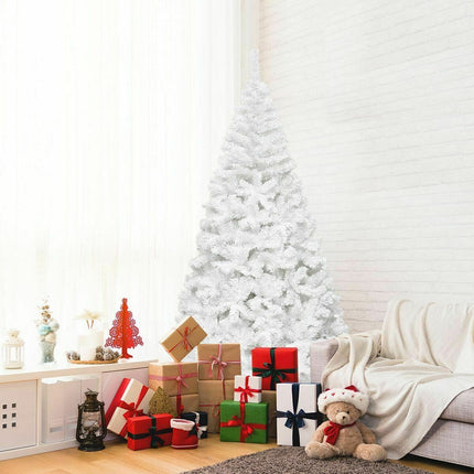 White Christmas Tree with Solid Metal Legs Perfect for Holiday Indoor and Outdoor Decoration